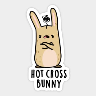 Hot Cross Bunny Funny Angry Rabbit Pun Sticker